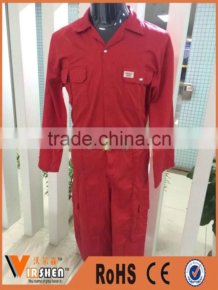 manufacture safety fire retardant red cotton work coveralls