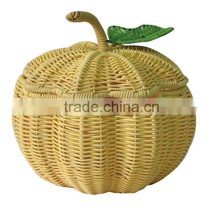 S&D A Bullish decorative pumpkin shape rattan handcrafts durable wicker Christmas gift Basket Empty for Christmas Gift