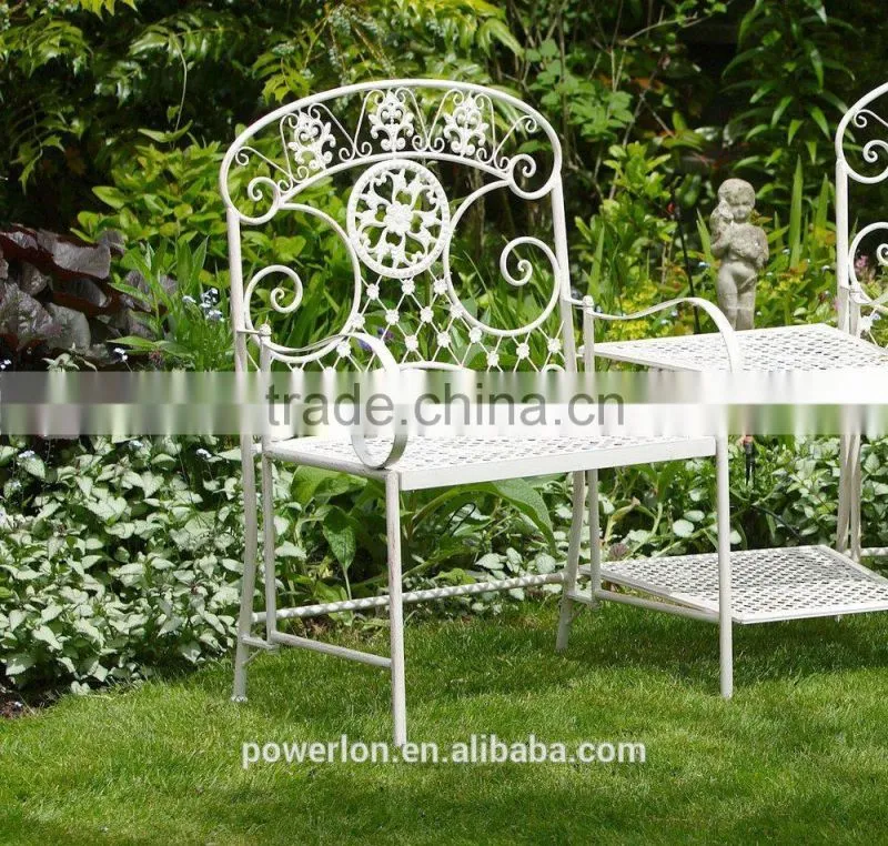 Outdoor Folding Metal Garden Bench With Table