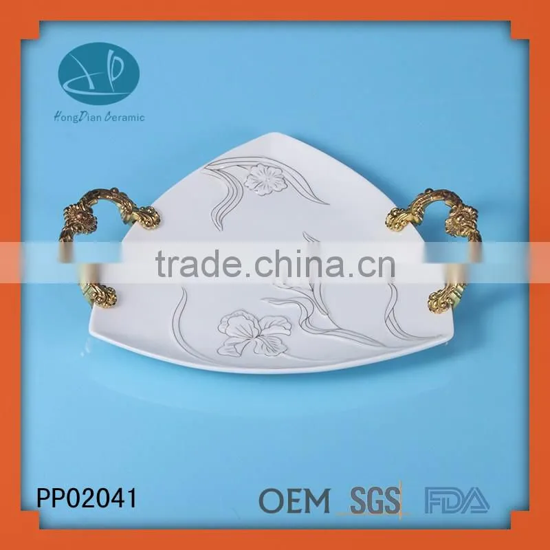 hot sale ceramic dinner plates with handle