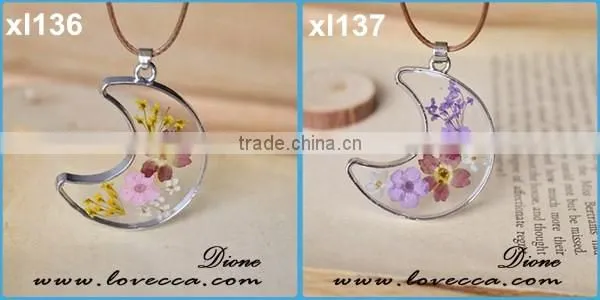 2016 fashion clear resin orb globe real dandelion seeds flower pendant necklace jewelry design
