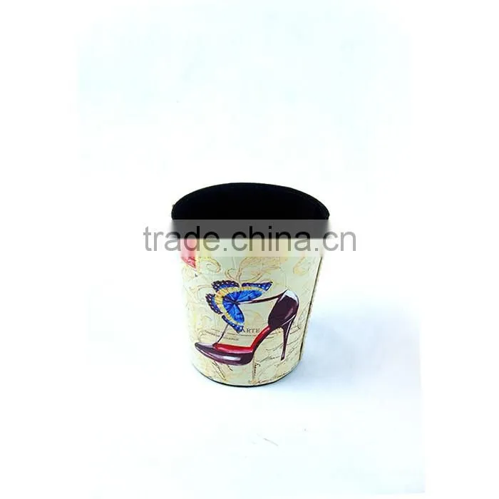 Beautiful High Heels Print Waste Bin Faux Leather Standing Trash Can
