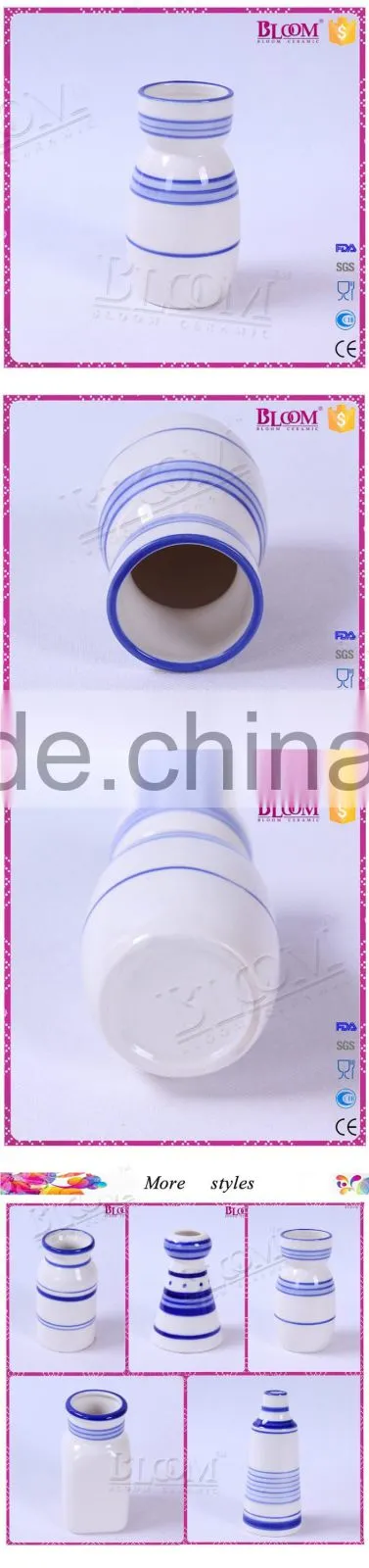 Desktop decoration small milk bottle shape white vase