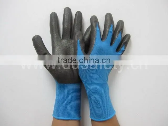 Browm Nylon Glove Nitrile Coated Working Safety Glove