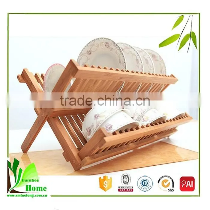 China wholesale custom bamboo adjustable dish rack