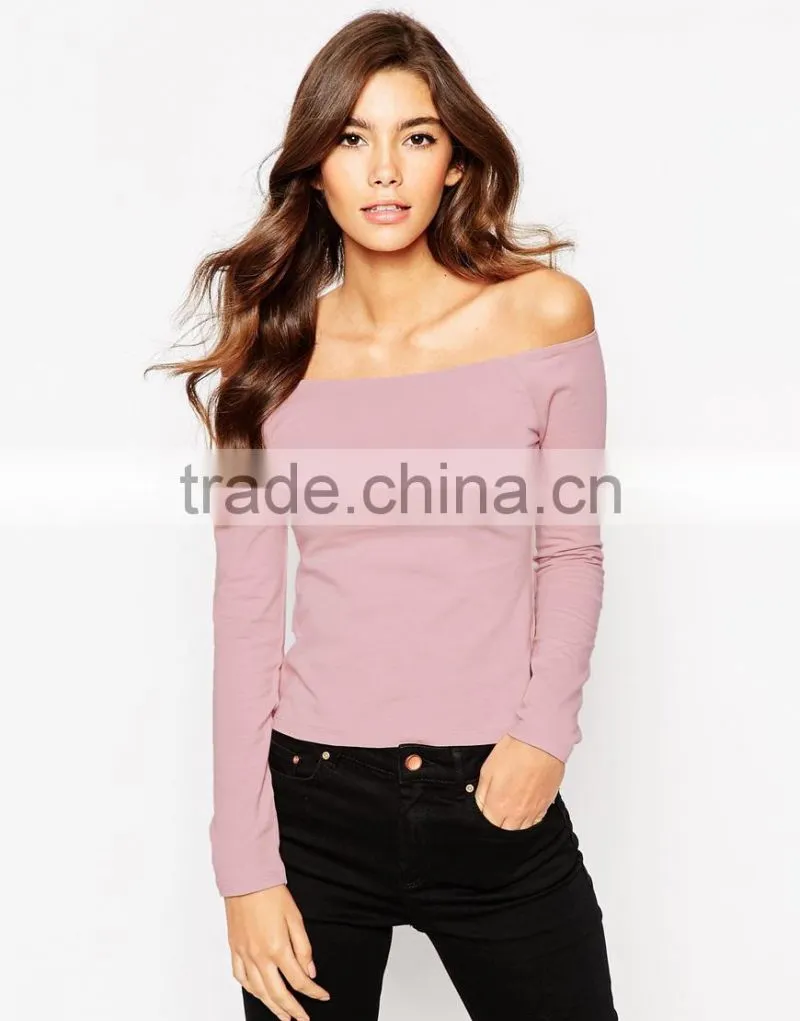 China factory OEM ODM 2015 customized Off Shoulder Top With Long Sleeves