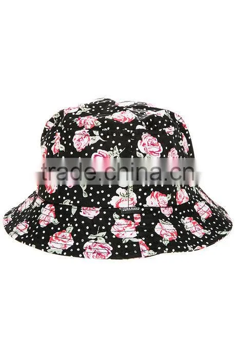 Custom floral round top bucket hat