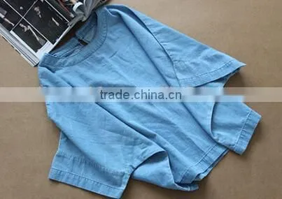 Fashion lady denim tops jean blouse shirts for woman