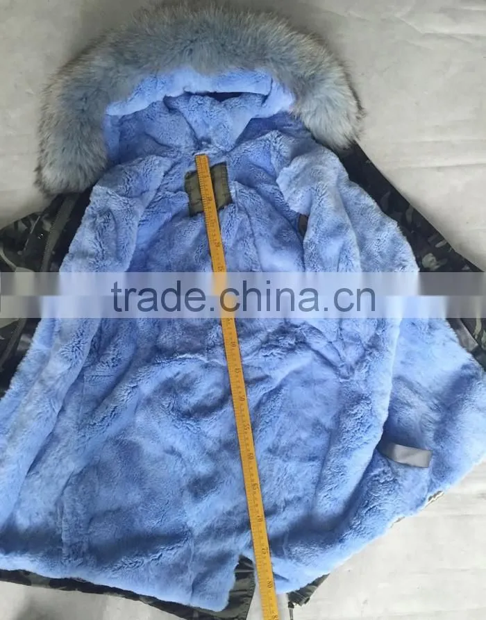 CX-G-P-07A Cheap Parka Jackets Rex Rabbit Lining Raccoon Fur Collar, Wholesale Winter Parka Fur Jackets