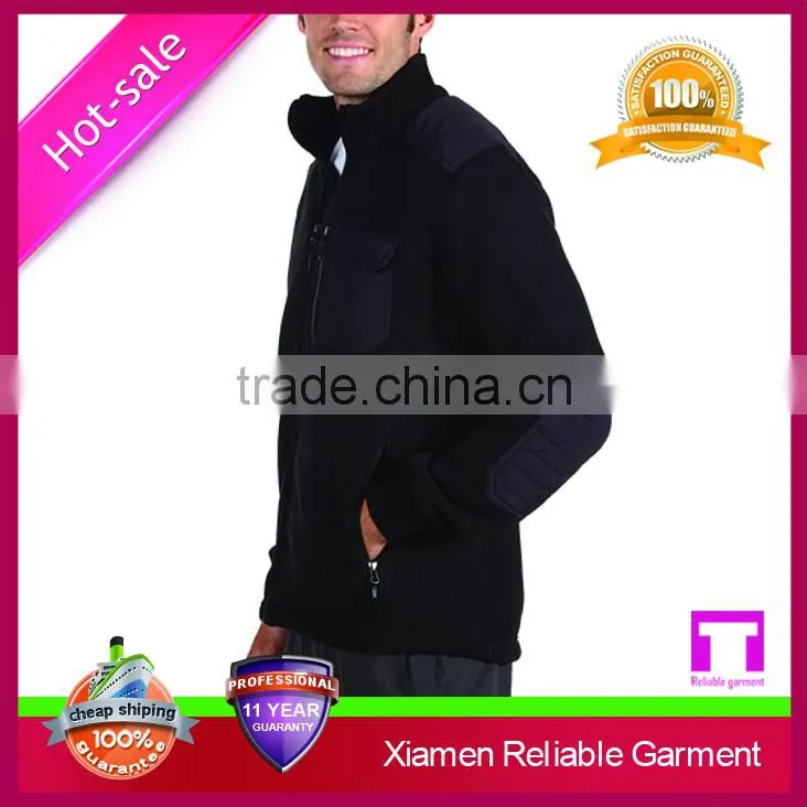 100% polyester ribbed collar soft sweater knit fleece jacket for man