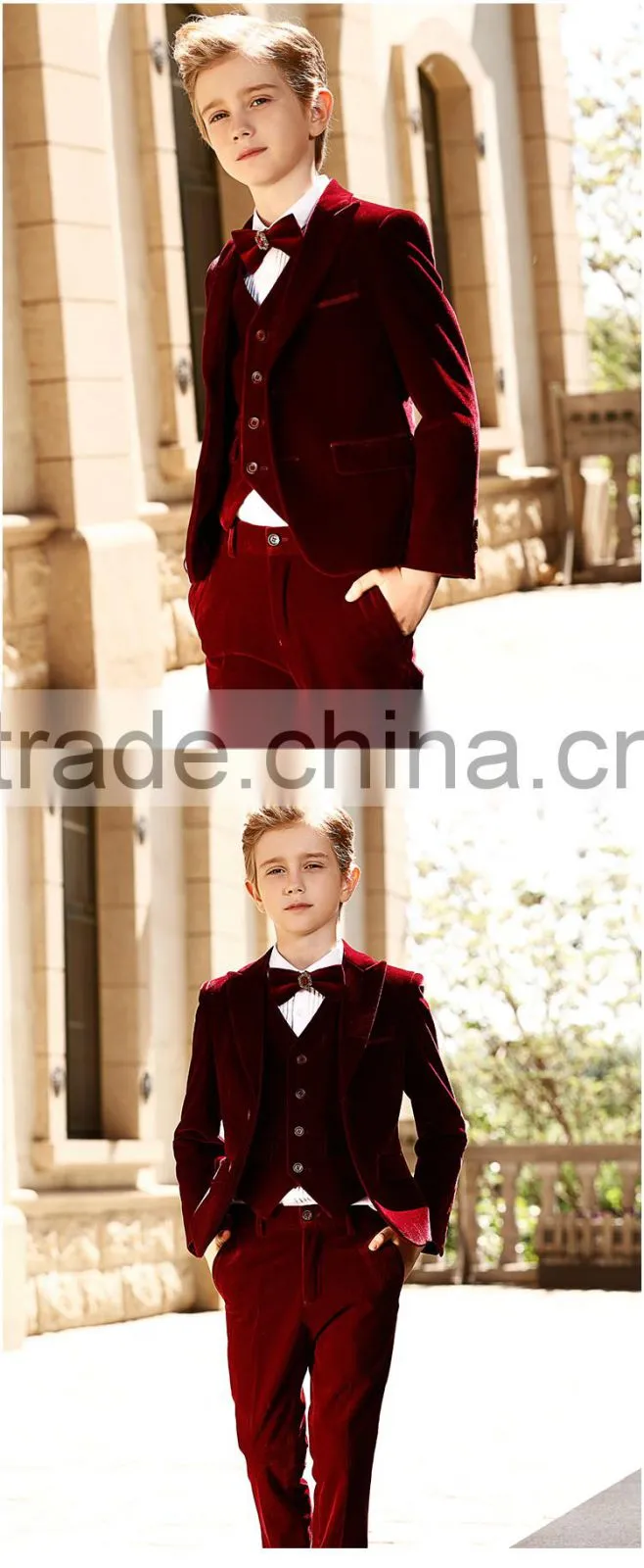 High quality Velvet sweat formal party suits for boys