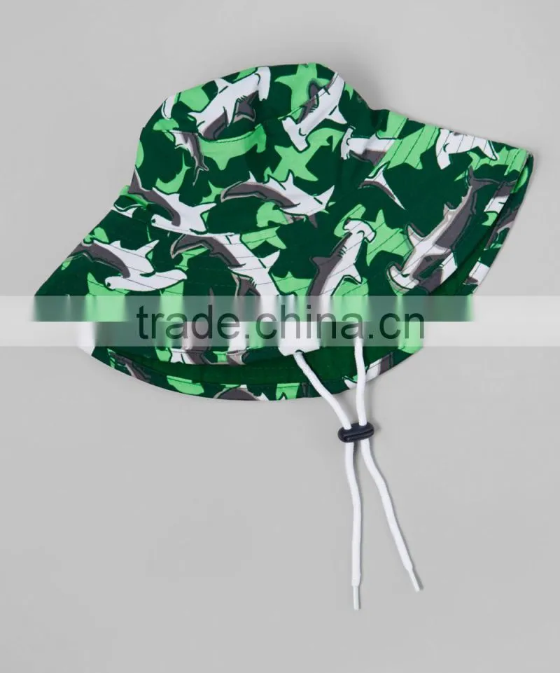 Hot Sale Girl Hat With Sea Grass Shark Bucket Hat Girl Printed Hat Child Wear A-NP-KC905-326