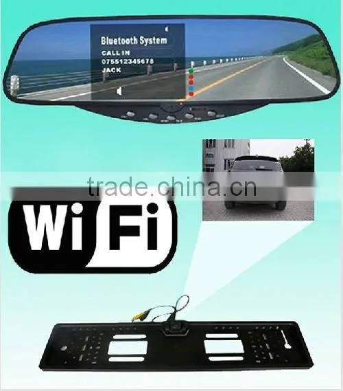 Car Bluetooth Wireless Camera Car Kit with Rearview Mirror