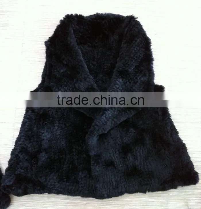 YR779 Top Quality Fur Waistcoat Genuine Rex Rabbit Hand knit Fur Gilet