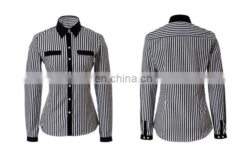 Classical black and white stripe ladies blouse or tops