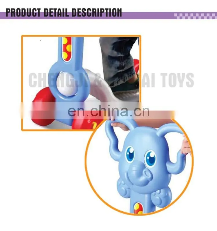 Plastic blue elephant baby walker kids kick scooter
