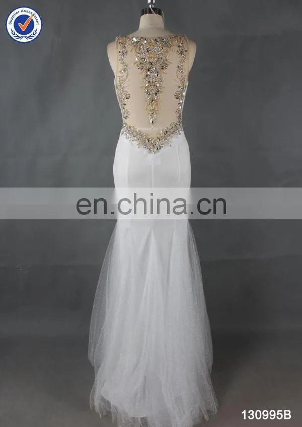 factory directly supply sexy V neck mermaid long white prom dress