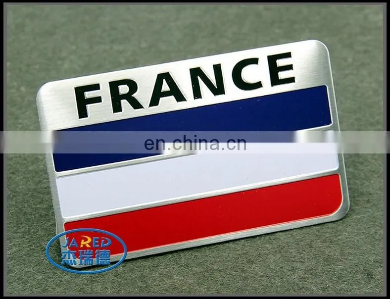 customized rectangle chrome abs car flag metal badge