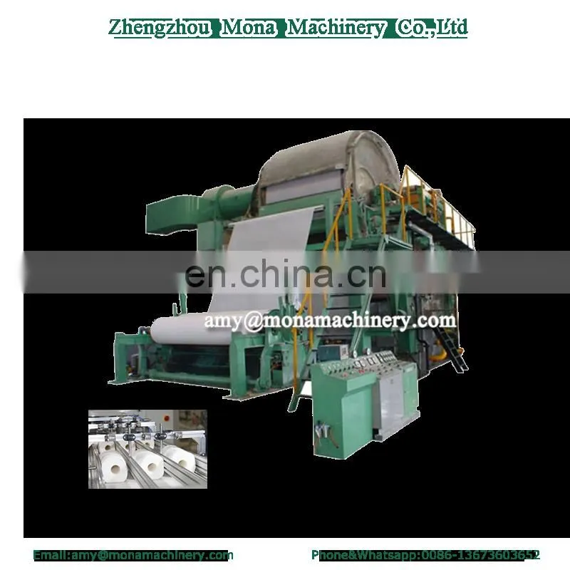 Waste paper recycling 1880mm 5-6ton/day high speed tissue toilet paper machine production line