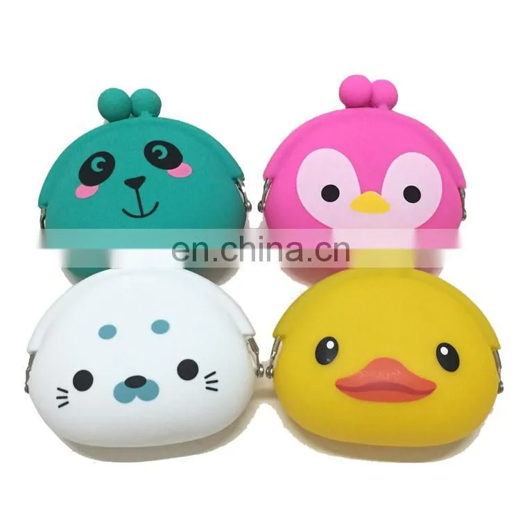 Cartoon Shape Round Mini Money Bag Assort Coin Bank Fish Shape Girls Clutch Silicone Wallet Wristlet Purse