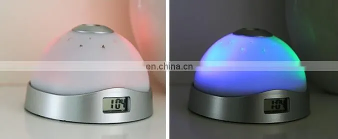 Battery operated 7 colors changed star sky master projector alarm clock LED
