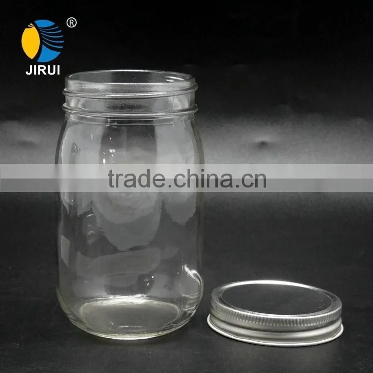 wholesale 450ml high quality glass jar glass mason jar with tin lid