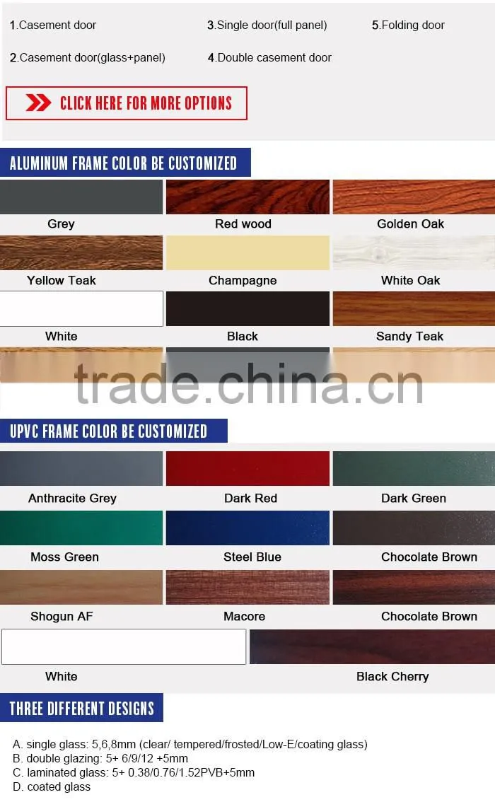 60 Series PVC Double Glass interior pvc door