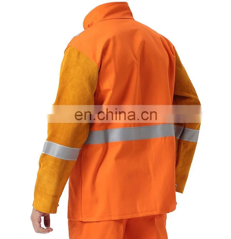 High Visibility Reusable FR Cotton Fire Retardant Clothing with Reflective Tape for Men's Working Safety