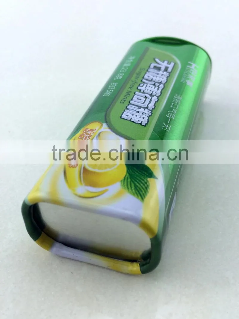 chewing gum metal tin box/candy packing tin can with hinged lid