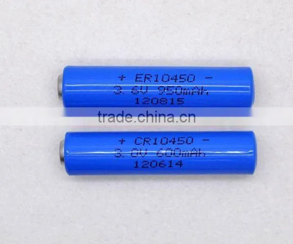 Primary lithium batteries Li-SOCl2 Energy type AAA size 3.6V 950mah ER10450