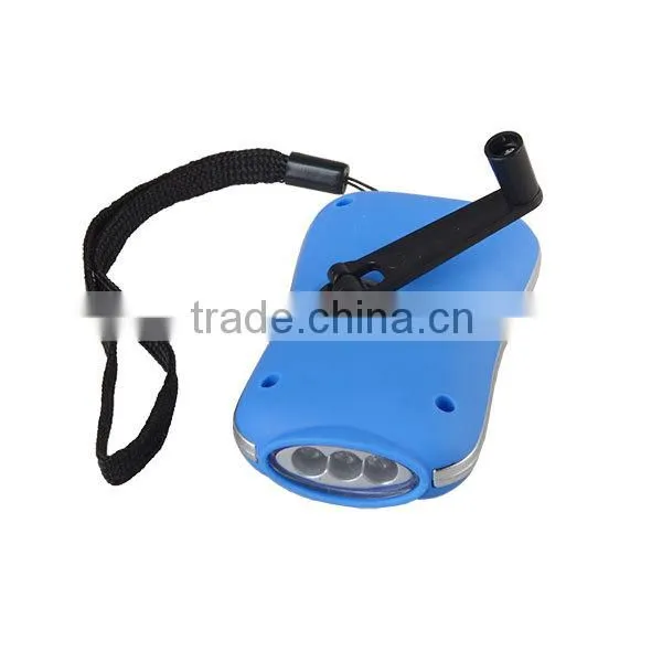 3 LED Rechargeable Mini Flat Dynamo Hand Crank Flashlight