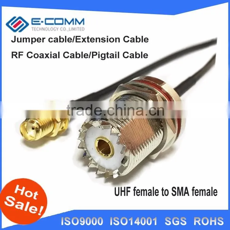 New UHF Female Jack nut Connector Switch SMA Female Jack nut Connector RG174 Wholesale 20CM 8" Adapter