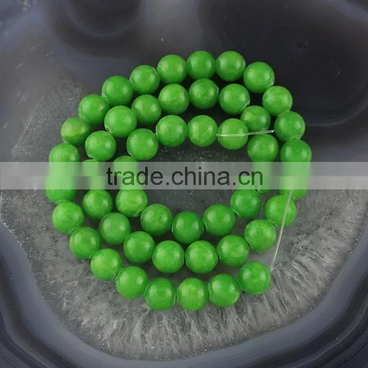 YJ1122-9 Dark green dyed jade stone beads strand