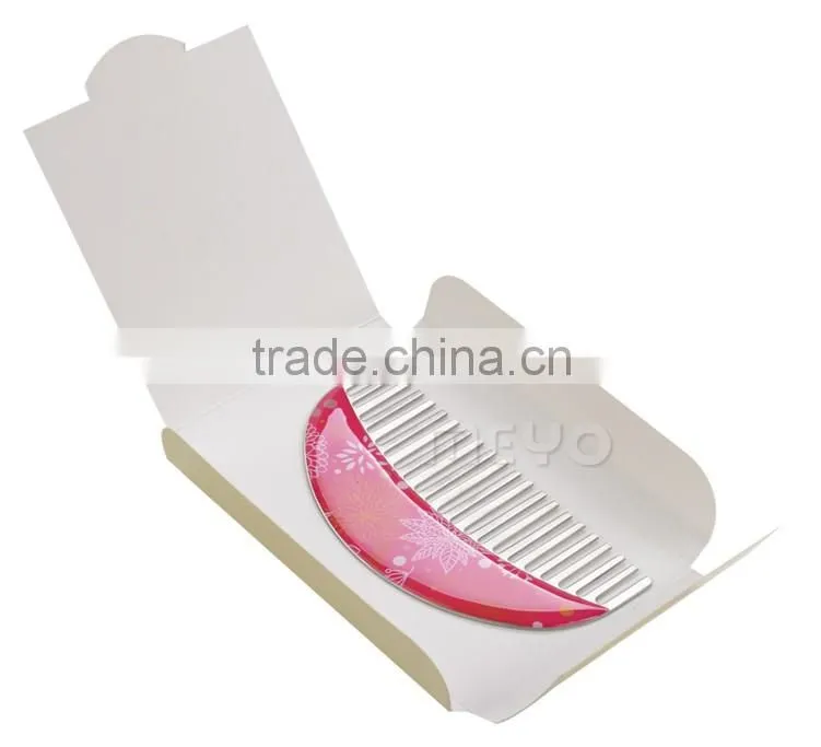 Fancy lady steel metal comb in paper gift letter box