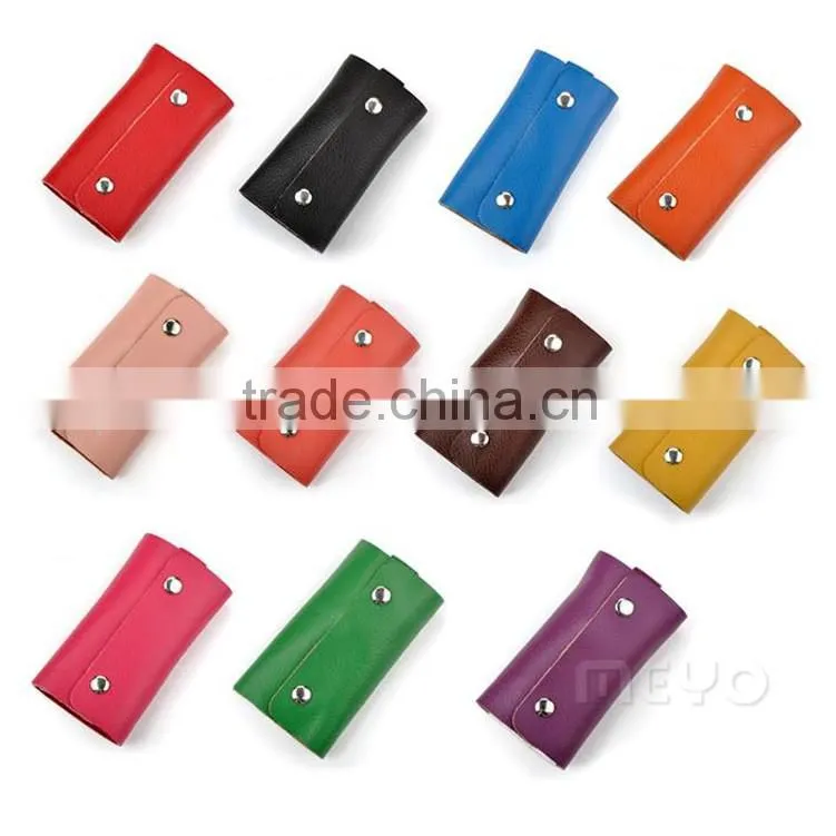 Protective snap closure full grain leather key wallet for key safe