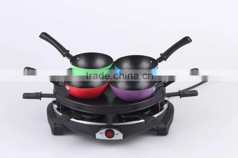 900W 6-Person Raclette Grill With Glass Plate RG-106G