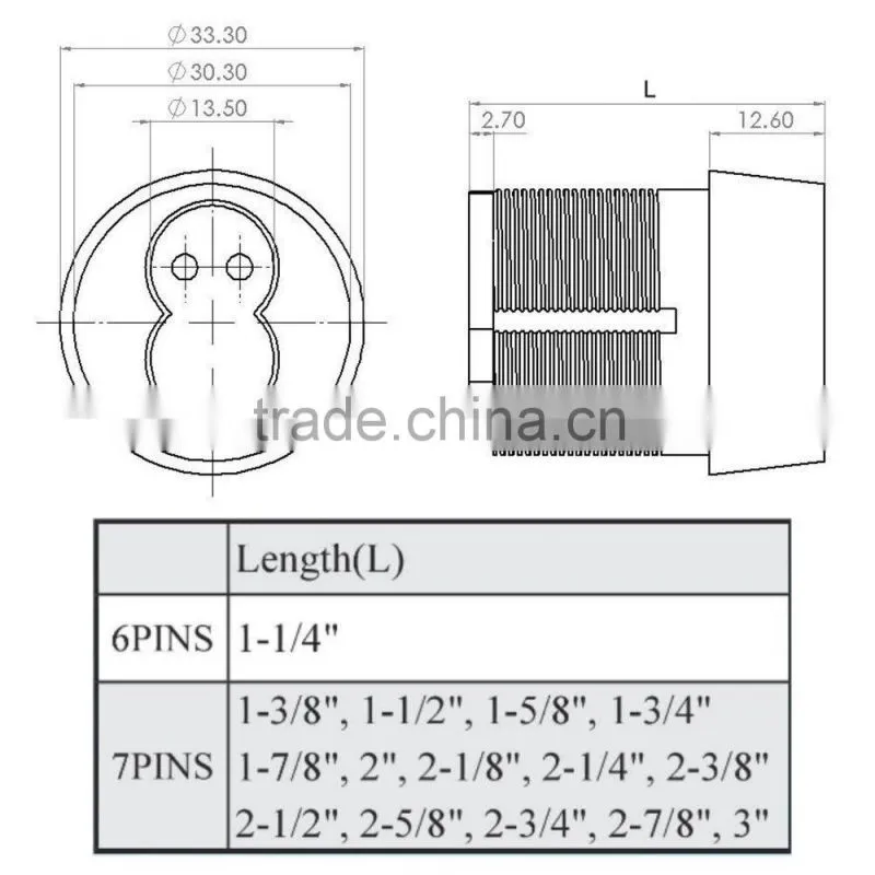 Tapered Head Mortise Cylinder Housing