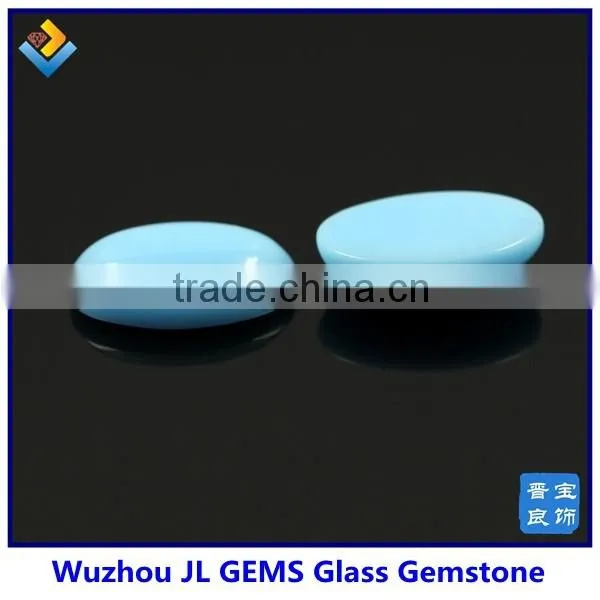 Oval cabochon stone with milky blue glass gemstone for making necklace and bracelet