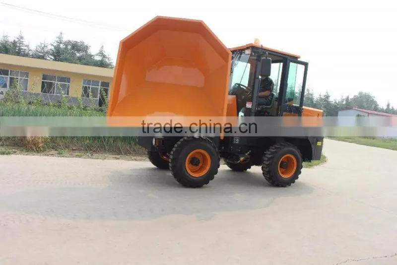 3ton site dumper with rotary bucket,1.5cbm capacity cabin A/C