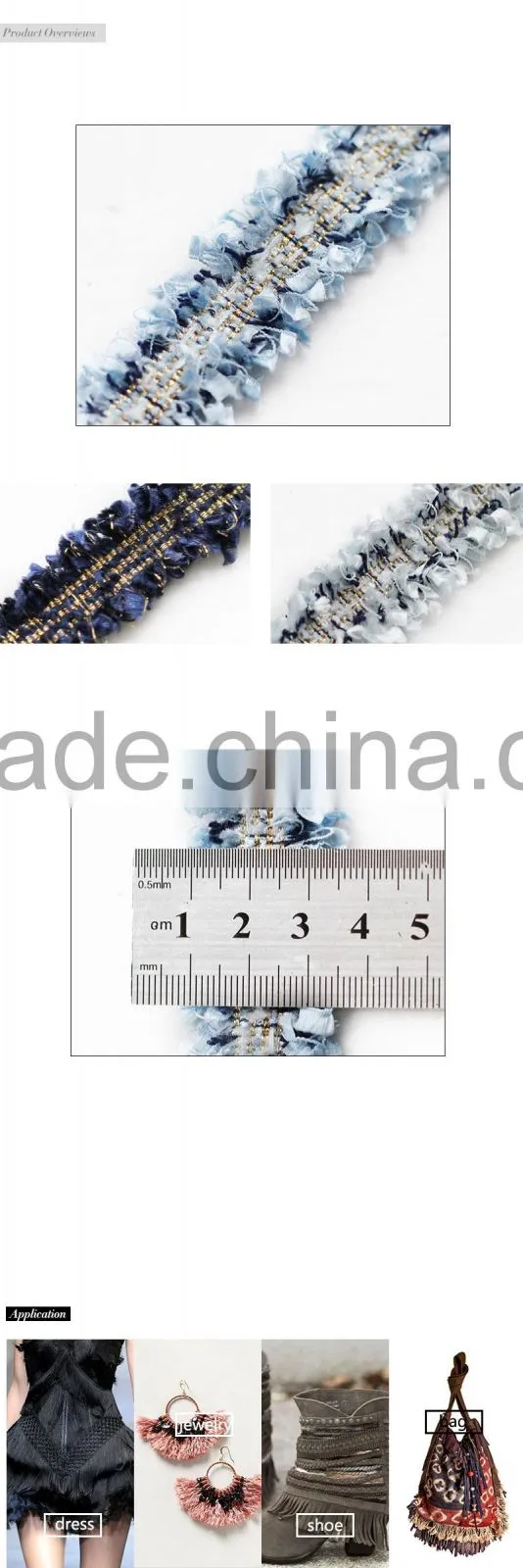 Lovely design tassel lace trim with blue color