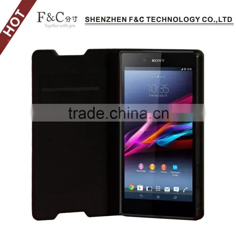 Classical brown back stand leather flip case for Sony Xperia Z4 Compact skin cover 5.2 inch