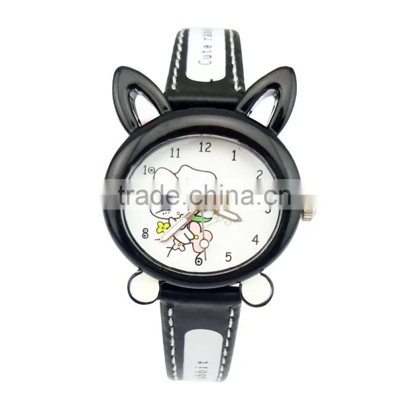 Cute stylish cat face girls watch custom pattern children watch