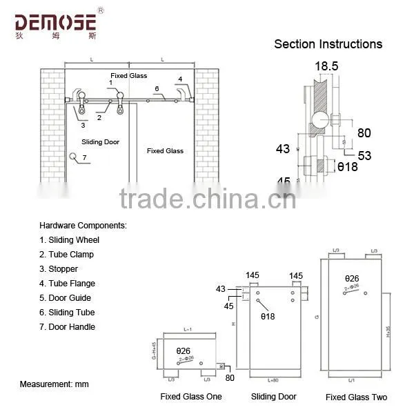 Interior commercial double glass doors/frosted glass interior doors
