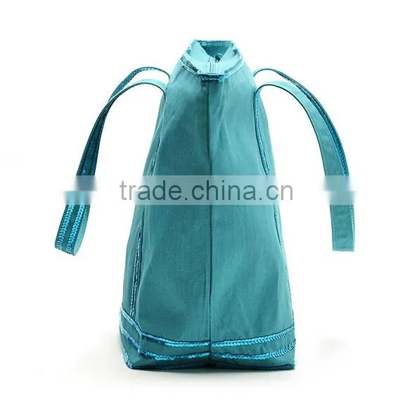 Personalized designer high quality sequins linen beach bag