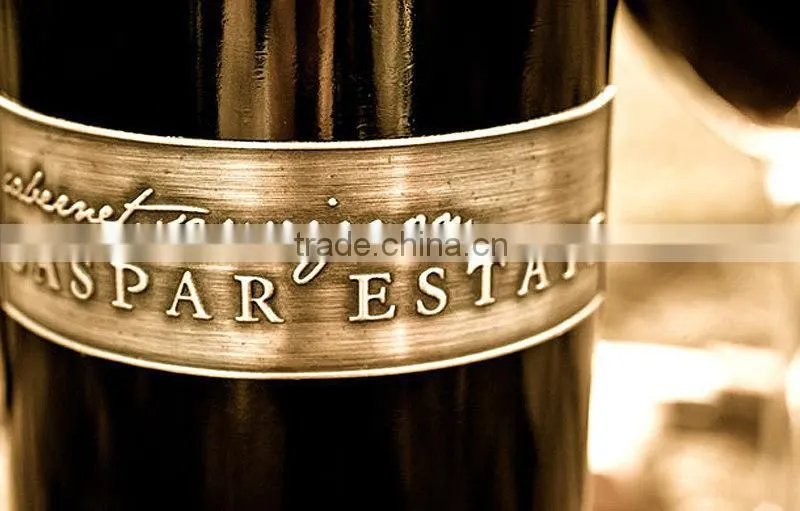 Custom Aluminum Embossed Bottle Label,wine metal sticker Metal Wine Label