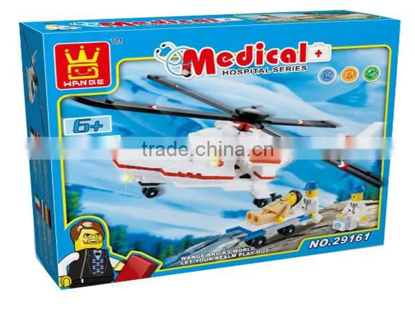 2014 Wangge creative education wholesale medical series rescue helicopter puzzle building blocks