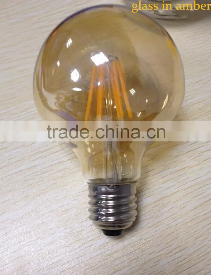 vintage G80 6W/8W LED filament globe bulb E27/B22/E26 in armber/golden 220v 110v