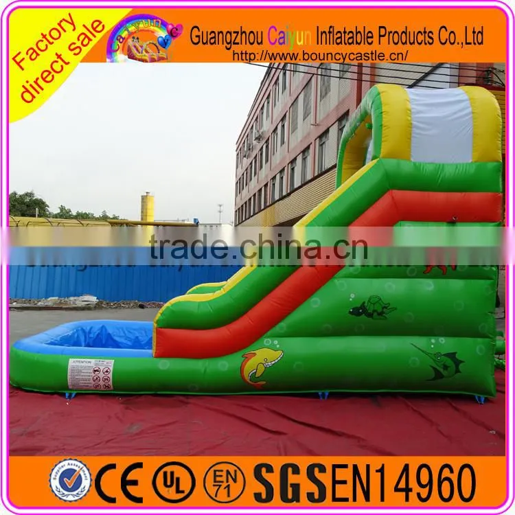 Rainbow colorful high quality inflatable slide with pool for sale