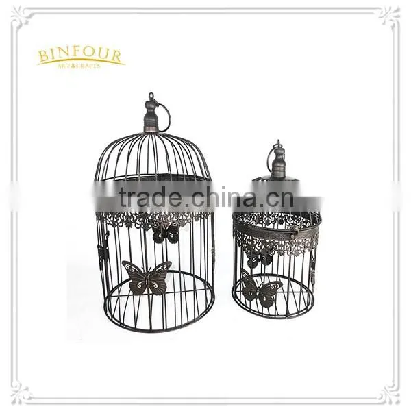 fashion hot sell garden decor metal round butterfly bird cage