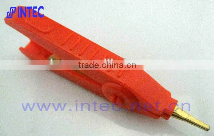 Jumper Wires Alligator Crocodile Roach Test Clip Plastic Handles Crocodile clips 90mm red color I00125